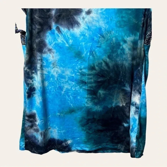 1274. HEIMISH USA TIE DYE SHORT SLEEVE TOP SIZE SMALL SEQUINS ON TOP/SLEEVES - Picture 11 of 11